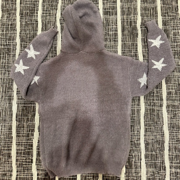 MACARON medium fleece gray with stars fleece hoodie - Picture 5 of 7